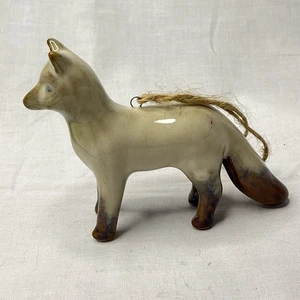 Statuina vintage ceramica smaltata cane volpe ornamento nativo soprammobile mensola - Foto 1 di 6