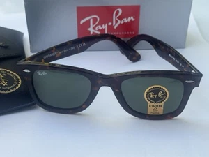 NUEVO Ray-Ban RB2140 Original WAYFARER 902 Marco Tortuga G-15 Lentes Verdes 50mm - Imagen 1 de 15