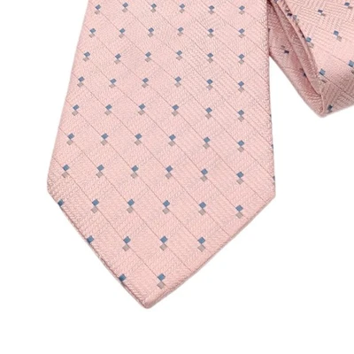 Corbata de seda Pierre Cardin para hombre 60,5” rosa azul cuadros geométricos tejida ancha nueva Foto 1 de 3