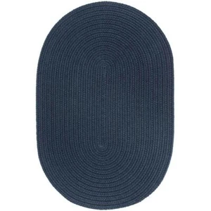 Unbranded Area Rugs 3'x5' Hand-Made Oval Braided Texturized Solid Navy Poly - Picture 1 of 5