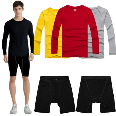 Men's Compression Shirts Athletic Sleeve Dry Fit Gym Workout Athletic Shorts USA - Image 1 of 4