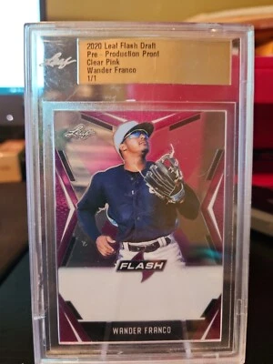 2020 Wander Franco Leaf Flash Draft Clear Pink Pre-Production Proof 1/1 Slabbed - Image 1 of 2