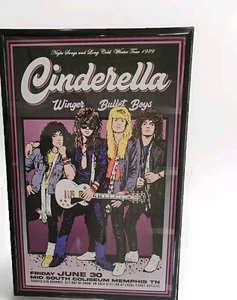 Cinderella 1989 Memphis Konzert Poster 11 x 17 gerahmt - Bild 1 von 2