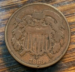 1868 Better Two Cent Piece Nice Original Good CHN - Picture 1 of 2