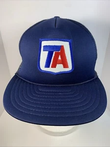 TA Patch Mesh Trucker Hat Cap Rope Band Travel Centers of America Blue USA Vtg - Picture 1 of 8