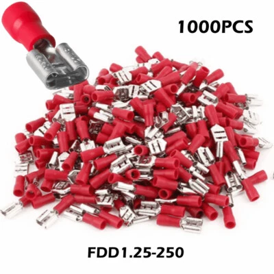 1000pcs 6.3mm Pack Spade Female Connectors  Crimp Wiring Terminals ..250 - Image 1 of 4