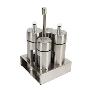 Oil and Vinegar Salt Pepper Cruet Bottle Set Oil Salt Cruet Set 304 Stainless... - Picture 1 of 9