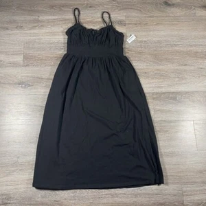 NEW Old Navy Women's Dress Midi Spaghetti Strap Pockets Minimalist Size M Black - Picture 1 of 7
