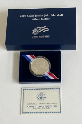 2005 Chief Justice Marshall Mint Commerative Unc. Silver Dollar - Free Shipping - Image 1 of 3