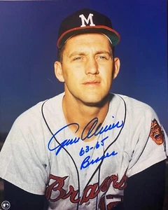 Foto firmada 8x10 de los Bravos de Milwaukee Gene Oliver (fallecido) #1 AUTO - Imagen 1 de 1