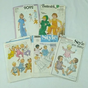 Vintage Baby Sewing Pattern Bundle Betsey Johnson Overalls Style Dress Shirt - Picture 1 of 4