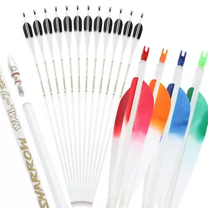 6 X 32'' Archery Pure Carbon Arrow 5'' Feather Spine400-800 Bow Hunting Shooting - Picture 1 of 33