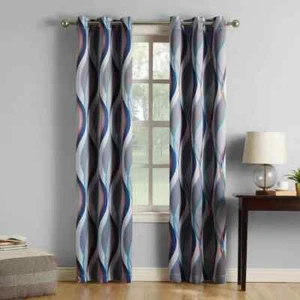 40"x95" Blue Helix Blackout Grommet Curtain Panel, Energy Efficient - Mainstays - Picture 1 of 7