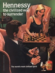 vintage 1980s magazine print ad HENNESSY sexy couple on date mancave decor - Picture 1 of 1