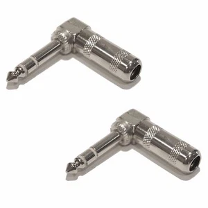 (2) 6,3 mm 1/4 pulgadas estéreo ángulo recto 90 grados instrumento conector de audio enchufe de sonido - Imagen 1 de 3