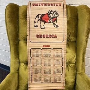 Vintage UGA Georgia Bulldogs 1986 Bamboo Calendar Dawgs 1980 2021 Champs Athens - Picture 1 of 2