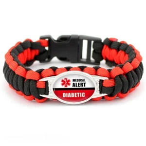 Diabetic Diabetes Medical Alert Bracelet Paracord 5 Styles - Picture 1 of 5