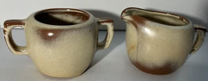 Frankoma Pottery Brown Tan Creamer 5A and Sugar Bowl 5B (no Lid) Clay - Picture 1 of 8