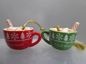 Lenox Ornament - Rot & Grün Weihnachtstassen Let It Snow Ornament - 2er Set -MNB - Bild 1 von 3