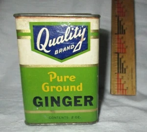 VINTAGE OLD QUALITY GINGER SPICE TIN LE CENTER MINNESOTA ORIGINAL 2 oz - Picture 1 of 2