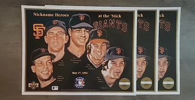 [x3] 1992 Upper Deck Heroes of Baseball Nickname Heroes at the Stick Giants /37k - Image 1 of 2
