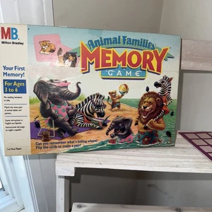 1990's Milton Bradley Memory Card Matching Game, Animal Families Complete - Picture 1 of 8