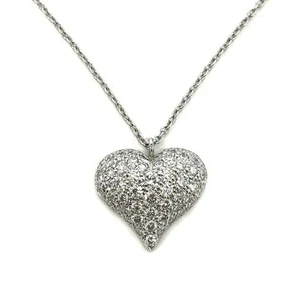 Tiffany & Co. Heart Pendant Necklace Platinum Diamond Pt950 Box - Picture 1 of 13