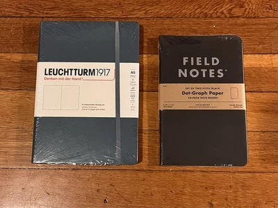 Leuchtturm1917 Medium A5 Dotted Hardcover Notebook + Field Notes Dot Graph Lot - Image 1 of 4