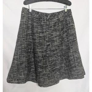 Coldwater Creek Womens 14 Black White Tweed Aline Skirt Corpcore darkacademia - Picture 1 of 6
