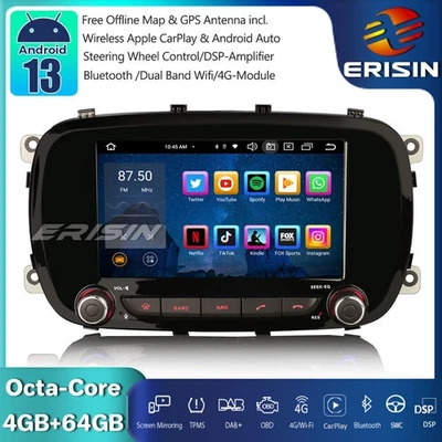 8-Core Android 13 GPS Autoradio Bluetooth per Fiat 500X DAB+CarPlay Wifi DSP RDS - Immagine 1 di 4