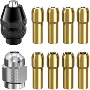 Brass Keyless Drill Chuck Collet Set Compatible with For Dremel Rotary Tools - Picture 1 of 7