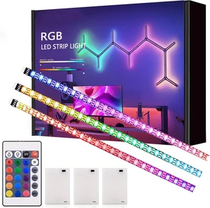 Battery Powered RGB LED Strip Lights 3 Pack with Remote, Home Decor 1–2 Day Ship - Picture 1 of 7