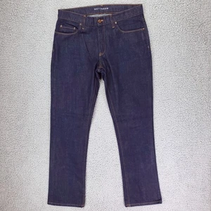 Mott & Bow Jeans Men's 33x32 (Fit 34) Straight Dark Blue Premium Denim EUC - Picture 1 of 11