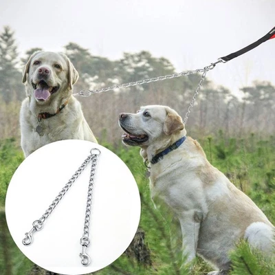 Heavy Duty 2 Way Dog Lead Metal Chain Double Pet Clip Leash Coupler for Walking - Image 1 of 4