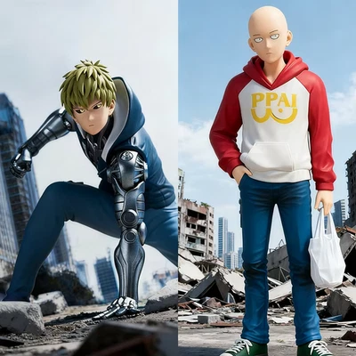 Figura de acción de PVC One Punch Man Saitama & Genos sudadera con capucha muñeca coleccionable 16 cm Foto 1 de 4