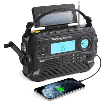Voyager Pro KA600 Digital Solar Dynamo Hand Crank AM/FM/LW/SW & NOAA Weather ... - Image 1 of 4