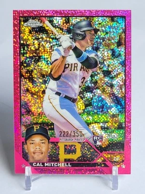 2023 TOPPS CHROME CAL MITCHELL PINK SPECKLE REFRACTOR RC /350 ROOKIE Pittsburgh - Image 1 of 3
