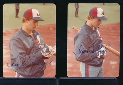 lot (2) 1982 Tim Wallach signed photos 4x6 original Polaroid very cool pieces - Image 1 of 2