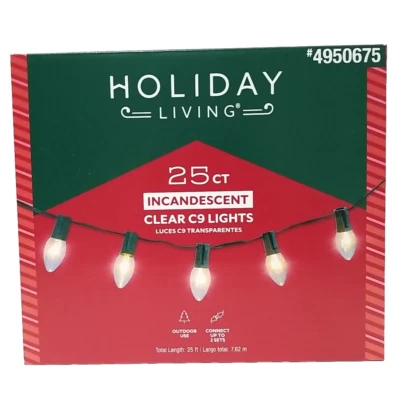 Holiday Living 25ct Clear C9 Outdoor Sting Lights Christmas Wedding Patio New - Image 1 of 4