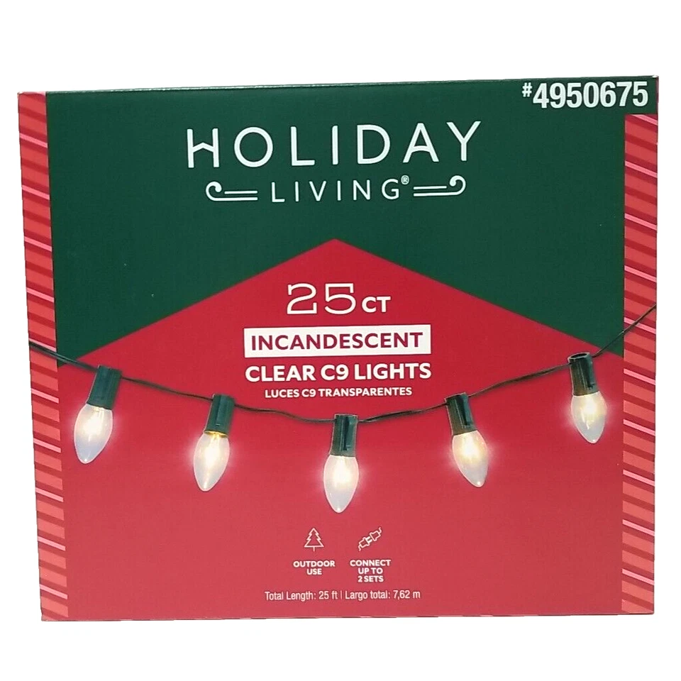 Holiday Living 25ct Multicolored Incandescent 25ft Plug-in Christmas Lights 2lot