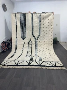 Moroccan white and black Rug,Modern Abstract Moroccan Wool Rug, Moroccan Rug - Picture 1 of 6