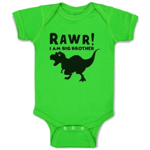 Baby Bodysuit I Am Big Brother Dinosaur Funny Cotton Boy & Girl Baby Clothes - Picture 1 of 21
