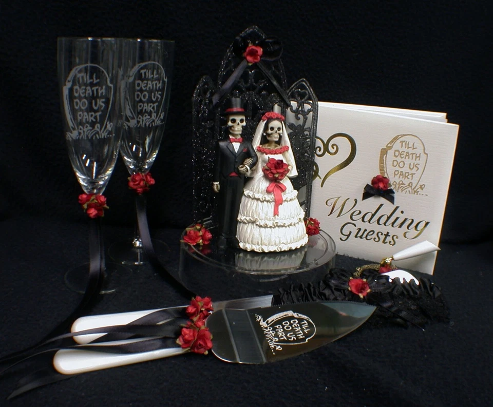 Día de los Muertos Halloween Boda Pastel Topper LOTE Gafas Servidor Set Halloween Foto 1 de 1