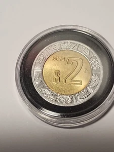 2024 Mexico 2 Pesos Coin • Calendario Azteca • Capsule • Brilliant Uncirculated - Picture 1 of 3