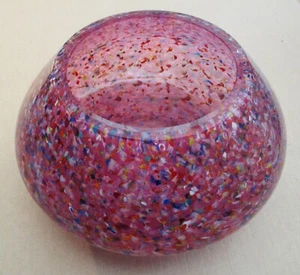 Kunstglas rosa gesprenkelte Schale - Bild 1 von 4