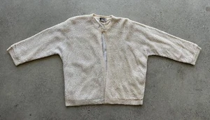 Vintage Joseph Magnin Ivory 100% Wool Rhinestone Beaded Sequin Clip Closure Top - Picture 1 of 10