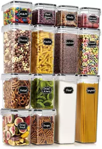 14 Pcs Airtight Food Storage Containers Storage for Sugar, Flour, Snack, Baking - Picture 1 of 12