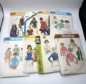 Vintage Lot of 8 Uncut & Cut Simplicity McCalls Shirt Blouse Sewing Patterns - Picture 1 of 5