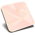 Square Single Coaster - Pink Gold Art Deco Triangles  #14887