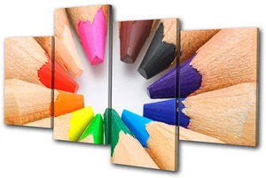 Für Kinderzimmer Buntstifte MULTI LEINWAND WANDBILD Bild Druck VA - Bild 1 von 1